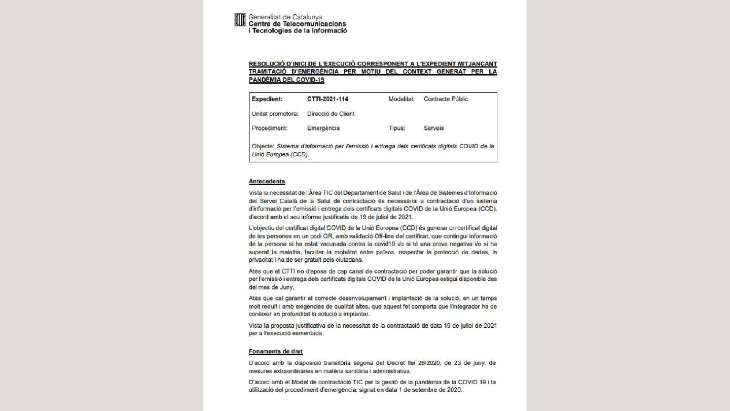 Contrato de emergencia por valor de 514.250 euros. 