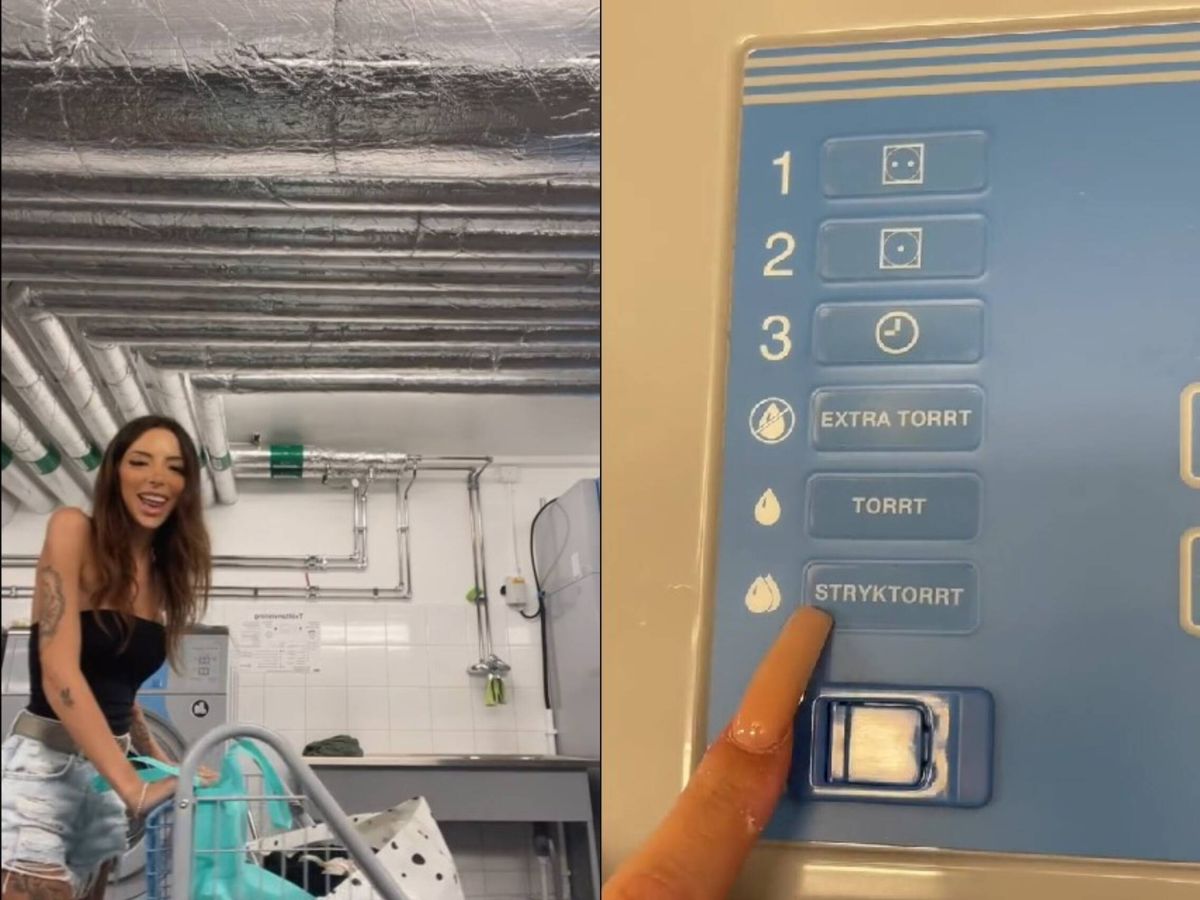 Foto: Una joven publica una serie de vídeos en los que muestra cómo hace la colada en el edificio en el que reside en Suecia.  (TikTok/@(@milena__94)