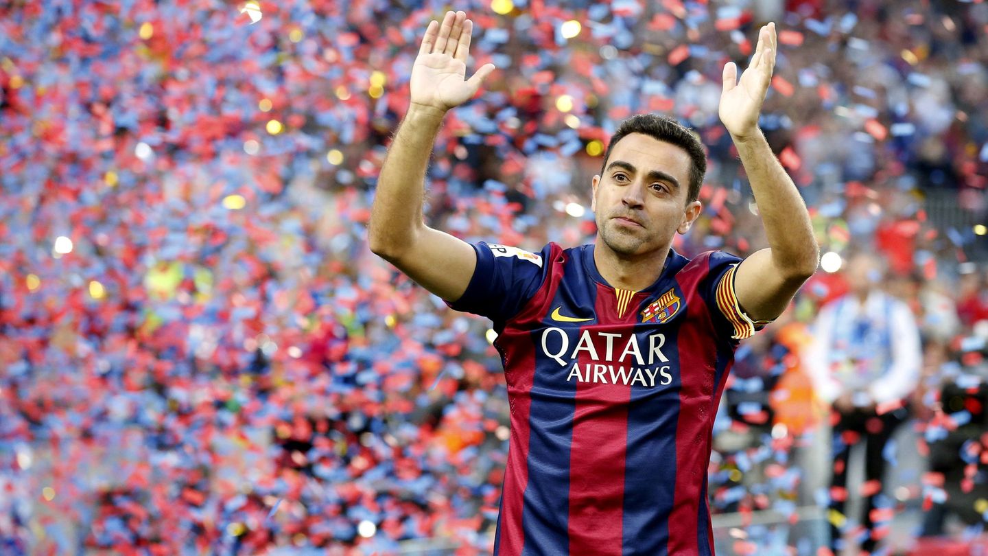 Xavi, en su despedida del Barça. (Reuters)