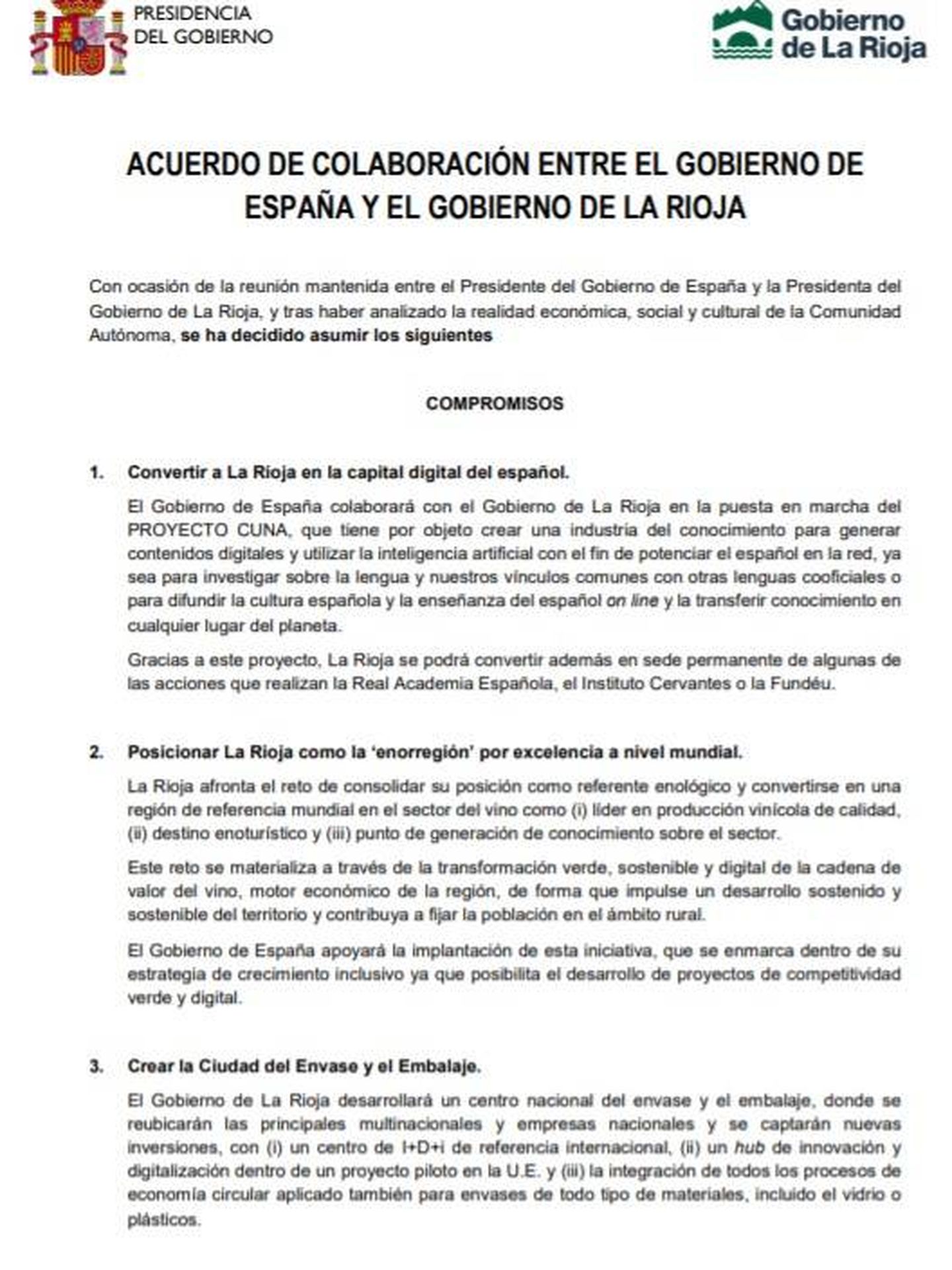 Consulte aquí en PDF el acuerdo entre el Gobierno de España y el Gobierno de La Rioja de este 28 de febrero de 2020.