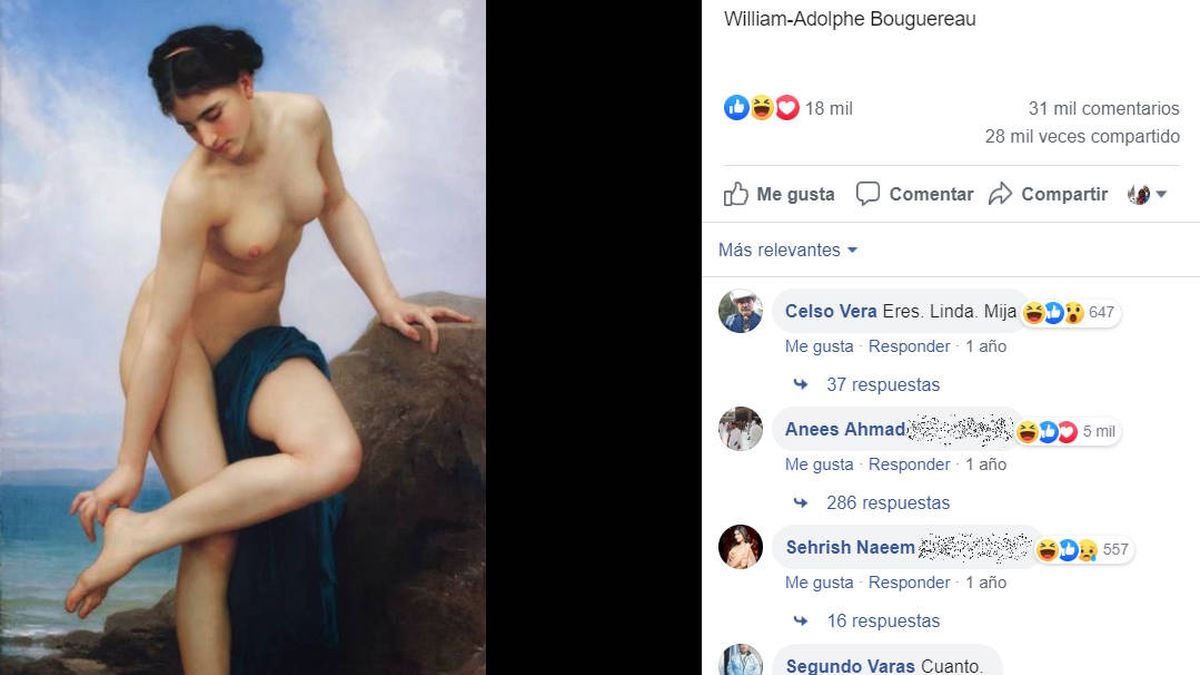 Suben a Facebook un cuadro del siglo XIX y varios hombres intentan ligar con la modelo