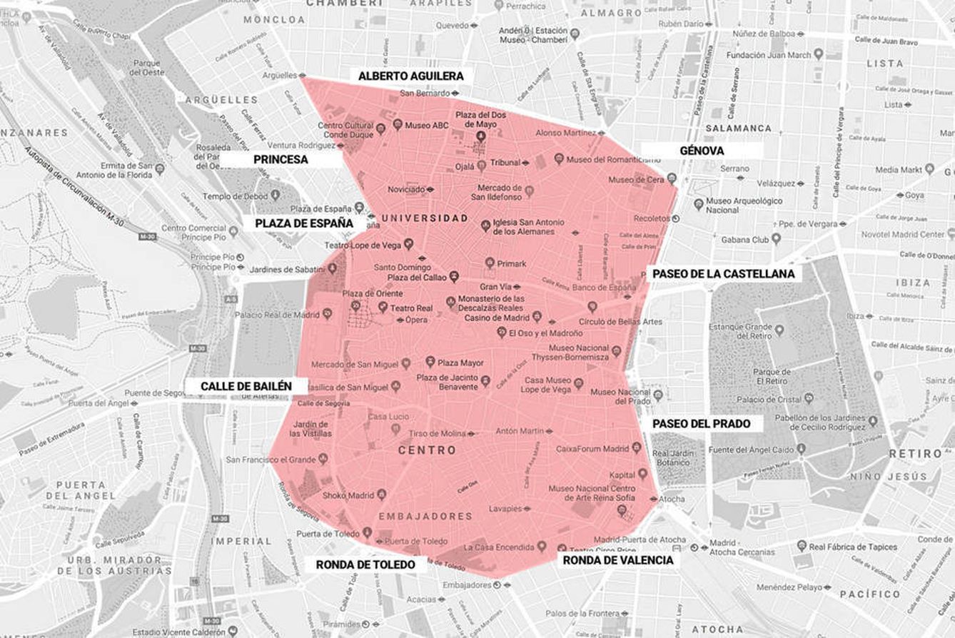 Mapa de Madrid Central. (EC)