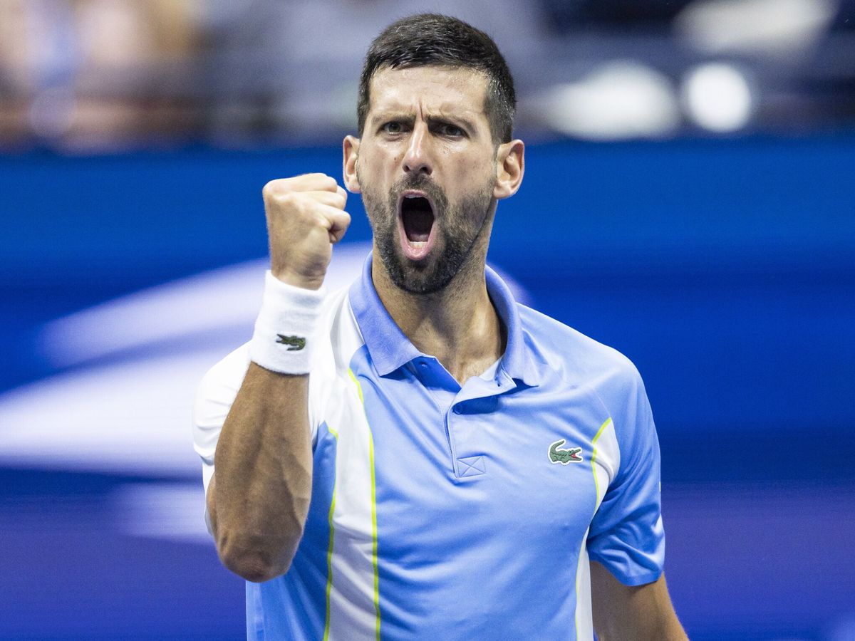 Foto: Novak Djokovic celebra un punto en la semifinal del US Open contra Ben Shelton (EFE/EPA/JUSTIN LANE)
