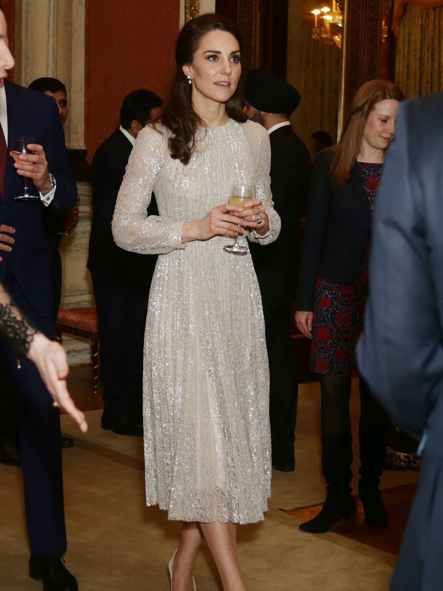 Kate Middleton, con vestido dorado, en una imagen de archivo. (Getty/Yui Mok)
