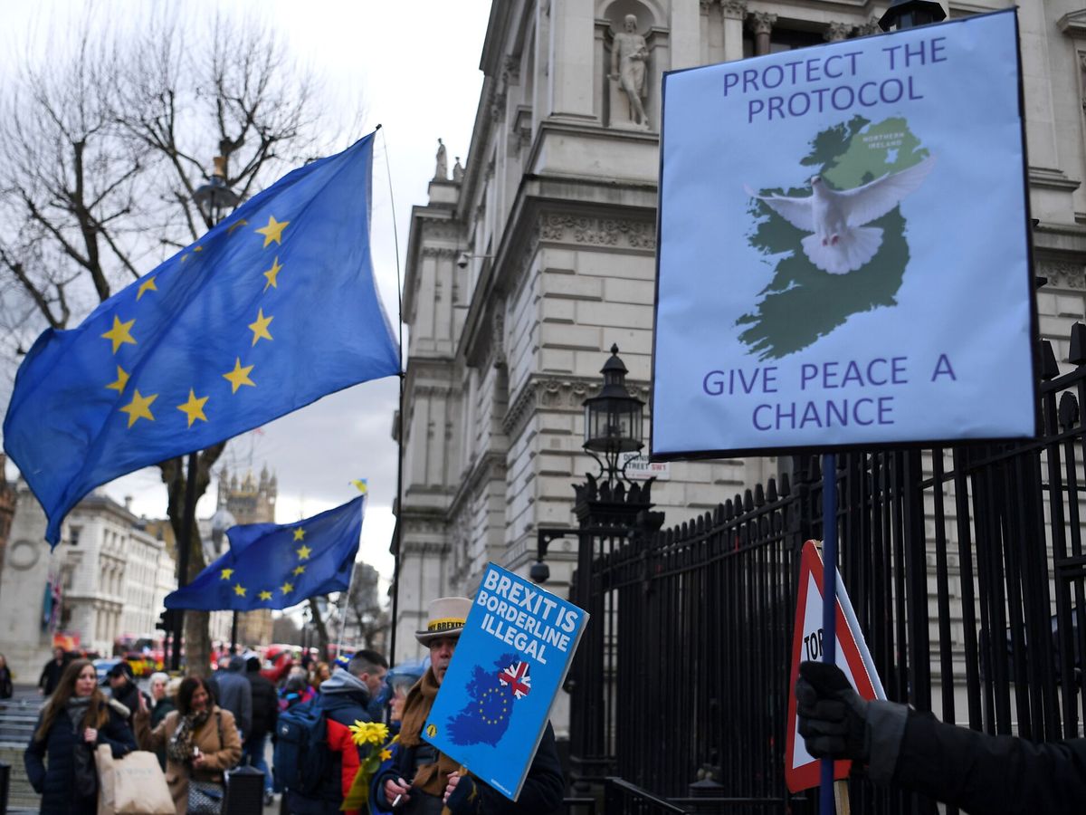 Foto: Activistas anti-Brexit protestan frente a Downing Street en Londres. (EFE/EPA/Andy Rain)