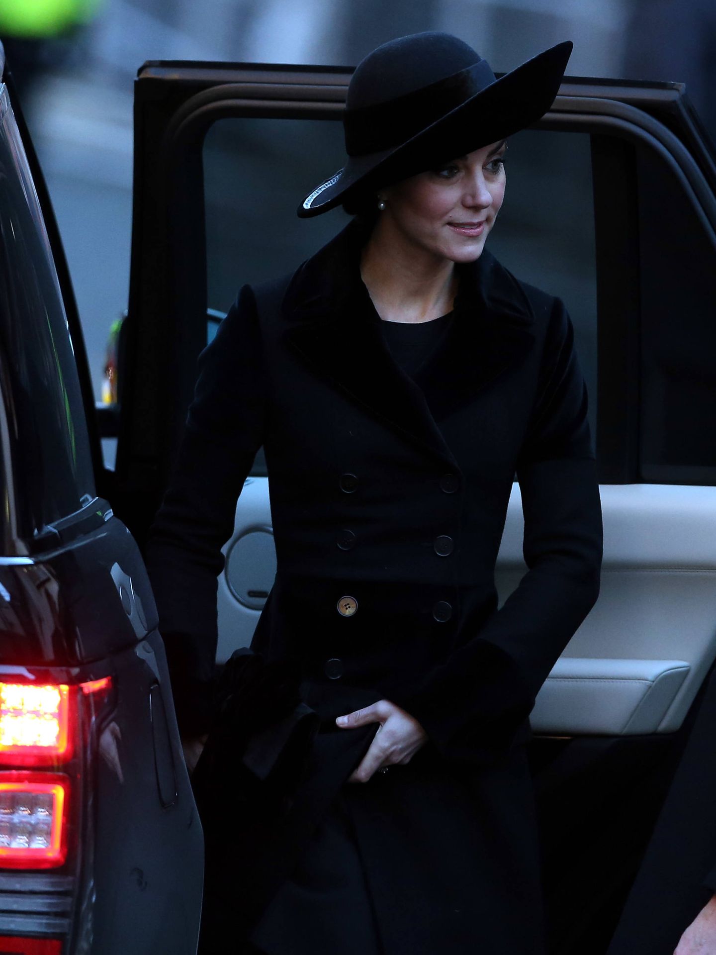  Kate Middleton, en el funeral del padre de Hugh. (Getty)