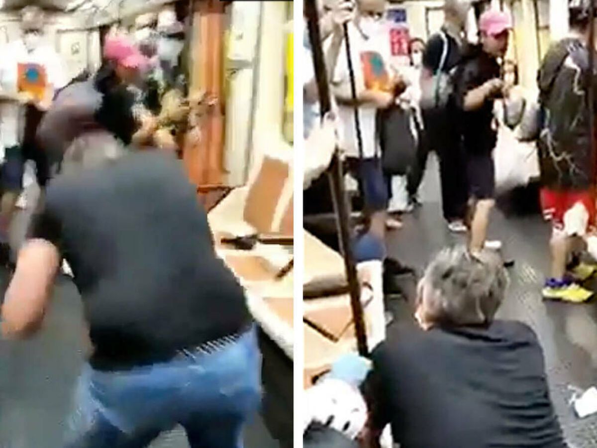 Foto: Fotogramas de la agresión al enfermero en el metro de la capital.