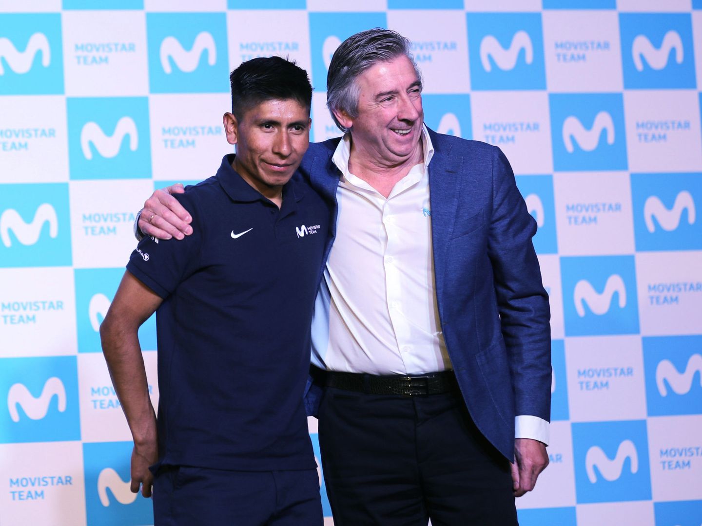 Eusebio Unzué, junto a Nairo Quintana en la presentación de la carrera Colombia Oro y Paz. (EFE)