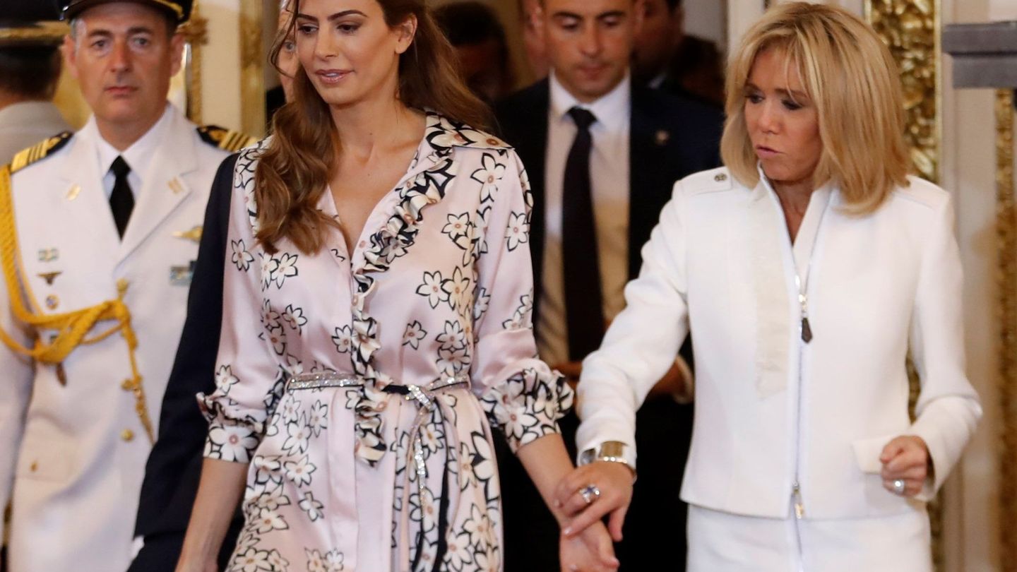 Juliana Awada junto a Brigitte Macron, en la Casa Rosada. (EFE)