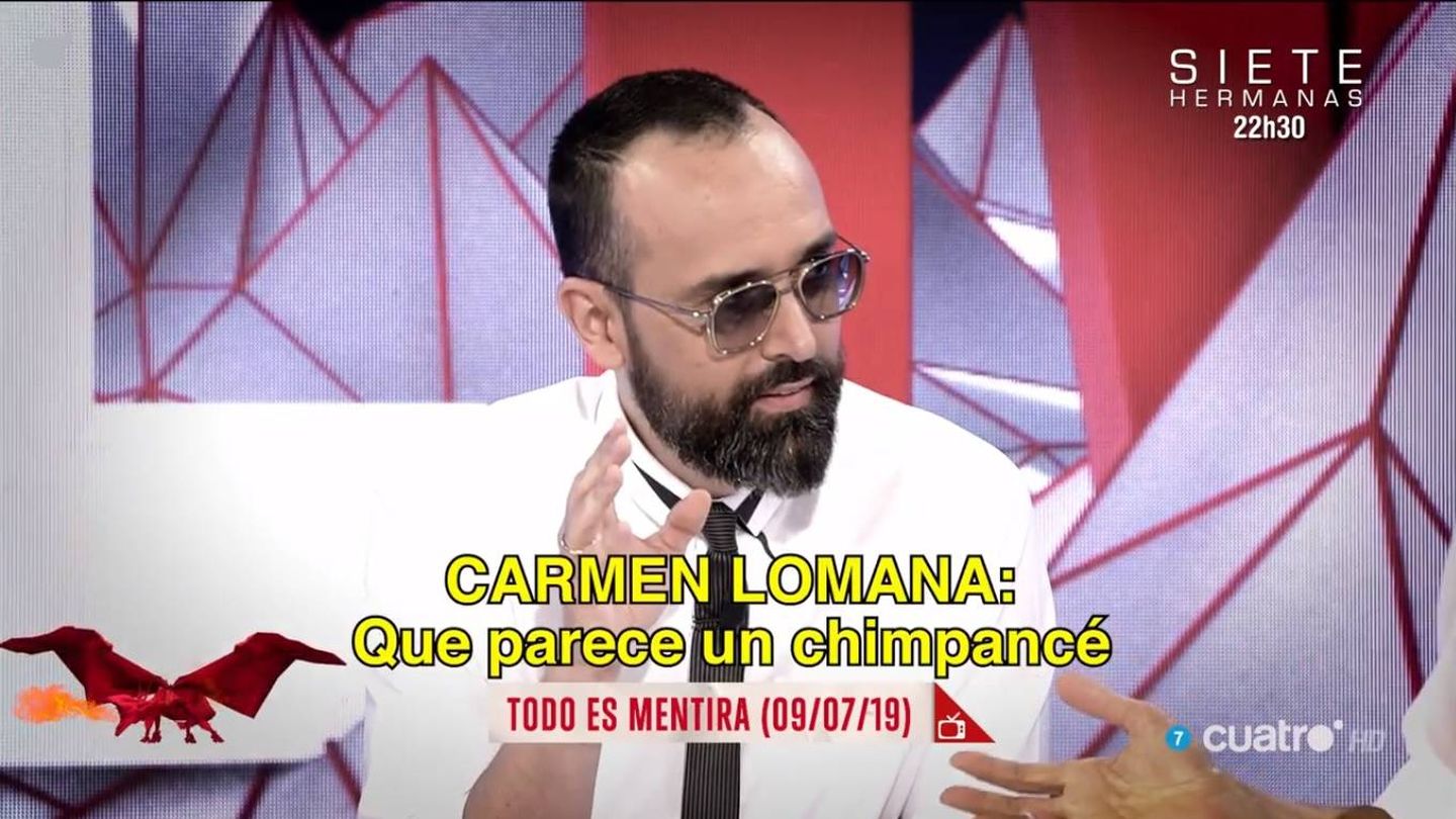 Momento en el que Carmen Lomana comenta que Ferreras parece un chimpancé bailando. (Mediaset)
