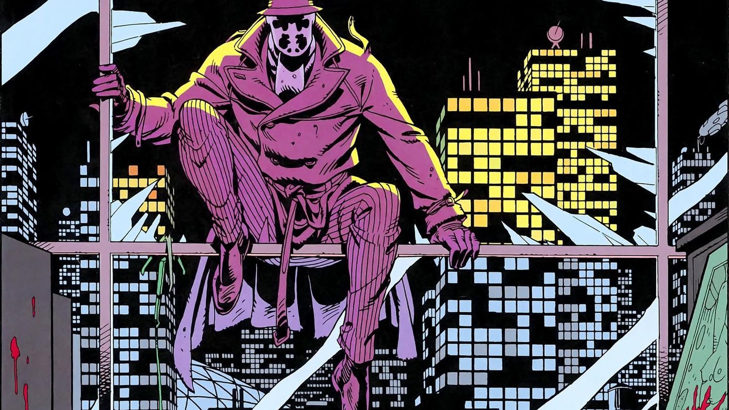 Viñeta del cómic 'Watchmen' en la que se ve al personaje de Roschach