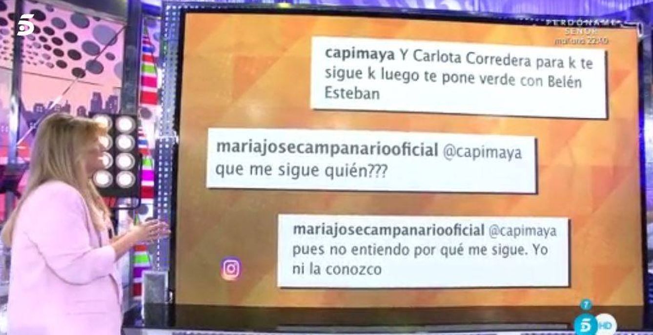 Mensajes entre Carlota Corredera y Campanario. 