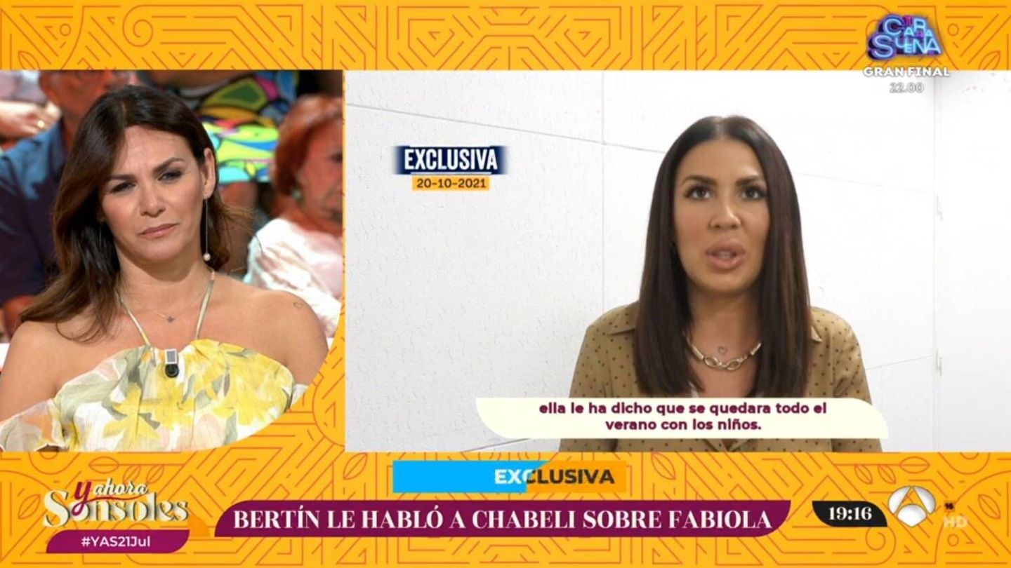 Fabiola Martínez ve las declaraciones de Chabeli Navarro. (Atresmedia)