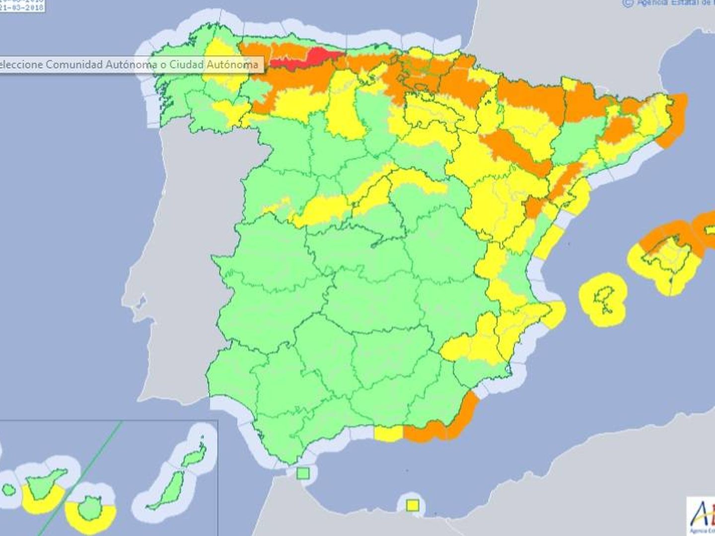 Alerta roja por nieve en Asturias. (AEMET)