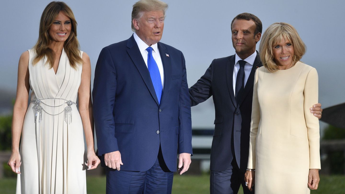 Melania Trump, Donald Trump, Emmanuel Macron, Brigitte Macron. (EFE)