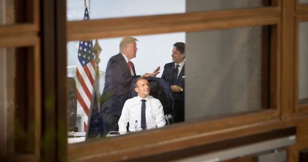 Foto: Donald Trump, Emmanuel Macron y Giuseppe Conte. (Reuters)
