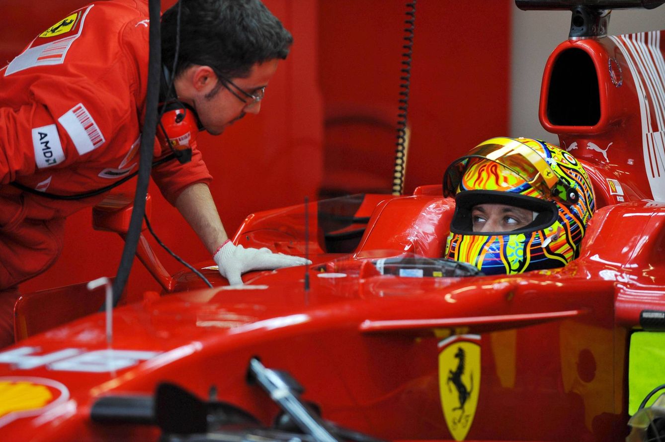 Rossi, en las pruebas que realizó en Mugello con Ferrari en 2008 (Cordon Press).