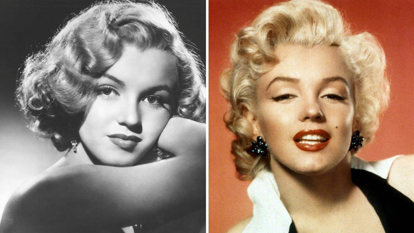 Una Marilyn Monroe sin retoques (nariz, barbilla) para 'Eva al desnudo' en 1950, posando sin su característa gesticulación, frente a la Marilyn icónica entre 1954 y 1955. (Cordon Press/TM & copyright (c) 20th Century Fox Film Corp./Courtesy Everett Col)
