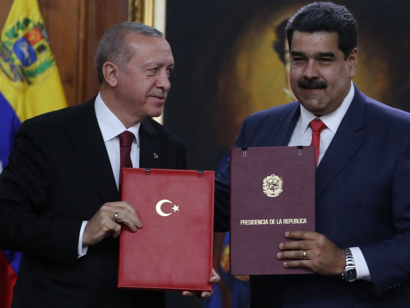 Última reunión entre Maduro y Erdogan en Caracas. (EFE)