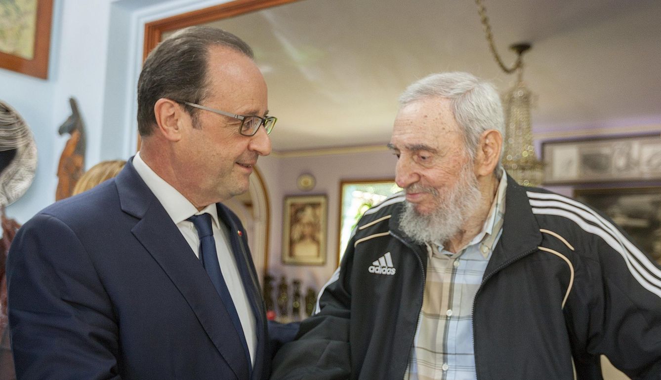 Françoise Hollande saluda a Fidel Castro. (Reuters)