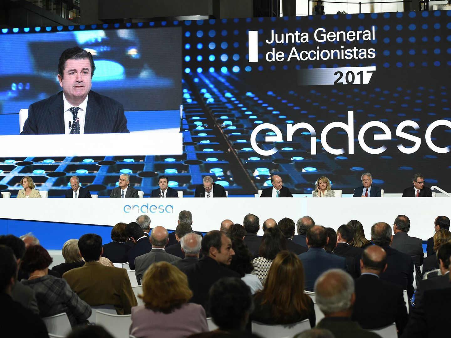 El presidente de Endesa, Borja Prado, durante la junta de accionistas de la compañía que se celebra en Madrid. (EFE)