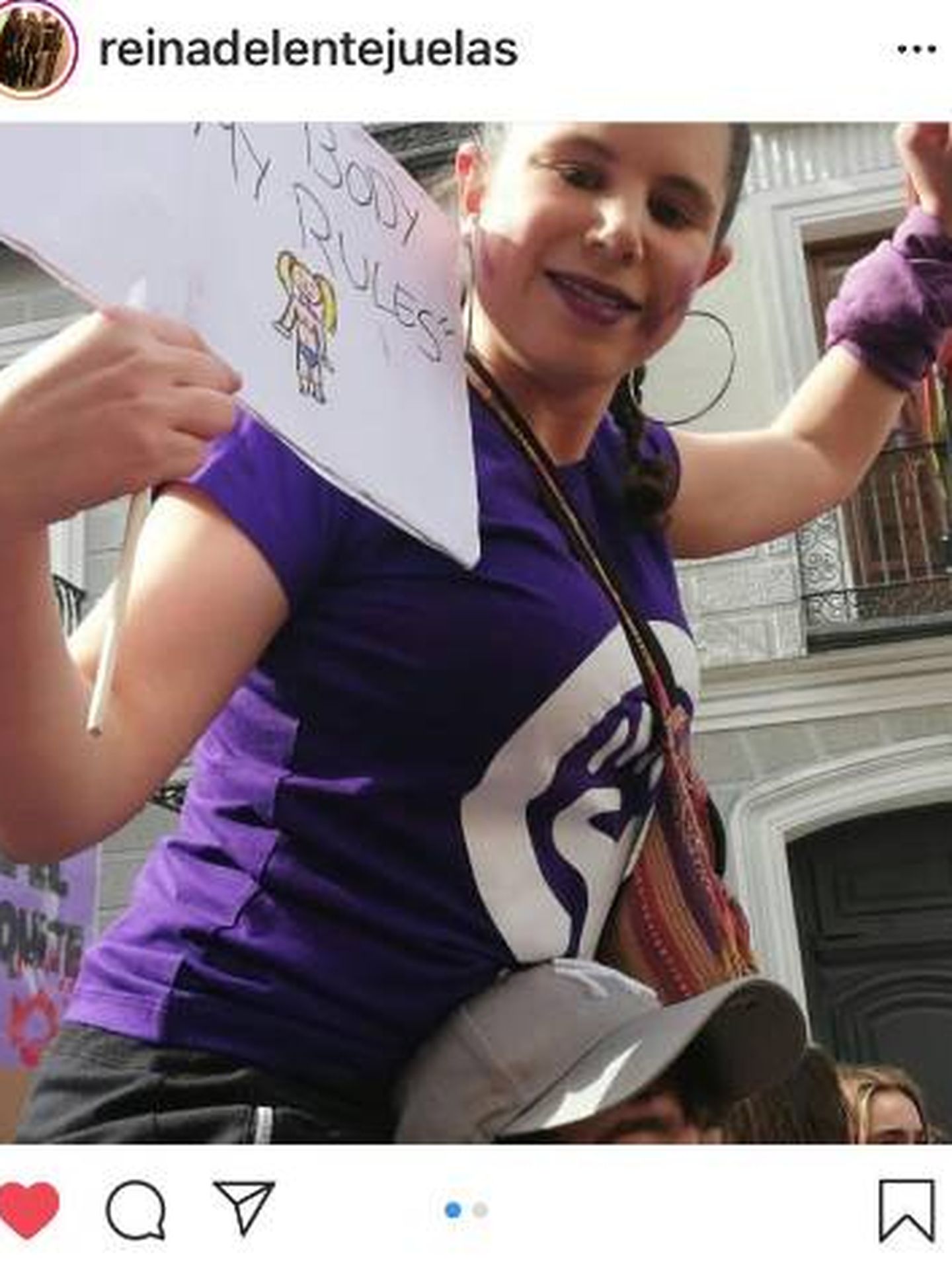 Carla Vigo en la manifestación del 8M. (Instagram)