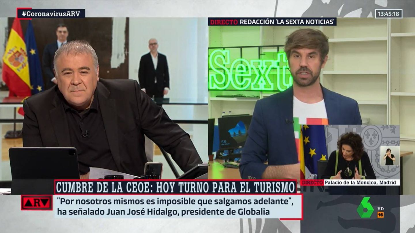Ferreras, en conexión con Josué Coello. (Atresmedia)