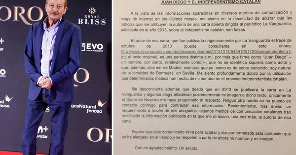 Foto: Juan Diego ha emitido un comunicado en el que desmiente ser autor de la carta.
