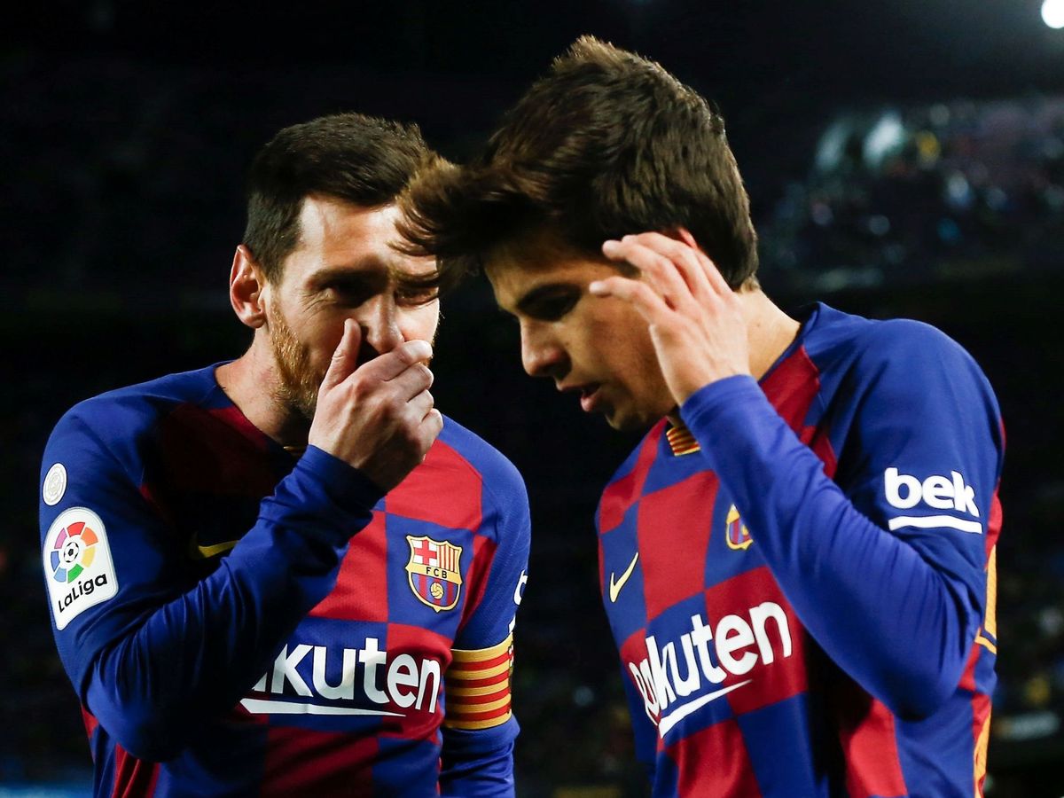 Foto: Leo Messi y Riqui Puig, protagonistas en el único tanto del partido. (EFE)