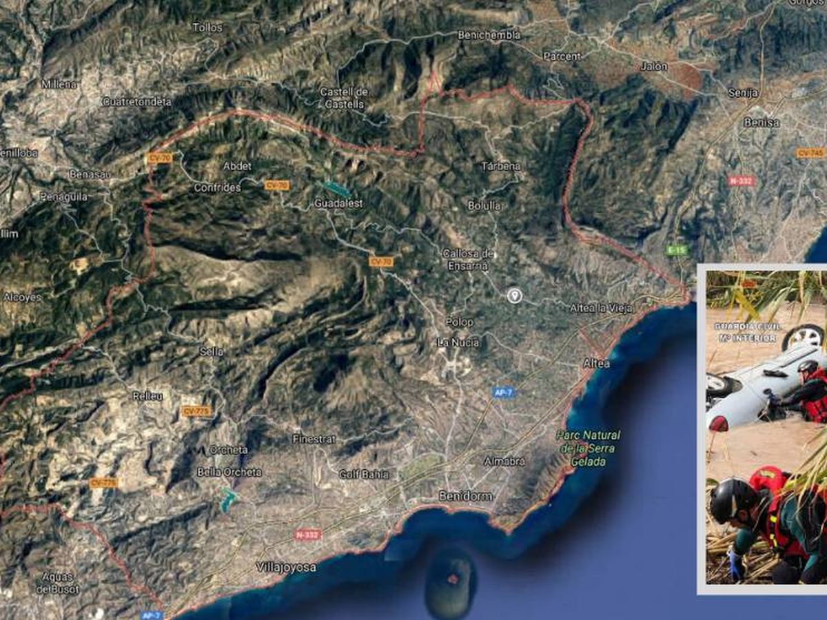 Foto: Marina Baixa, comarca de Alicante, donde desapareció el hombre de 67 años. Foto: Efe/ Google Maps