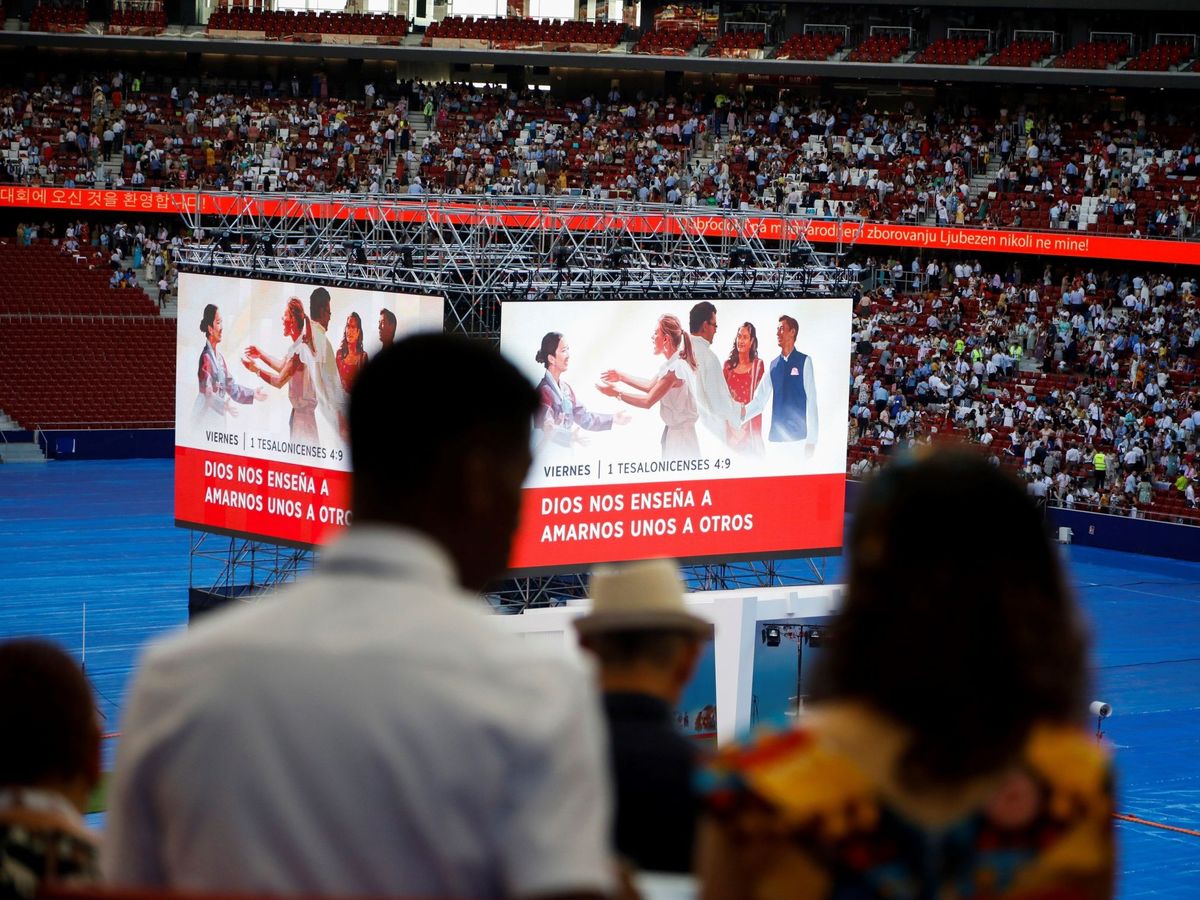 Foto: Vista de la asamblea general que celebraron los testigos de Jehová en Madrid en 2019. (EFE/David F.)