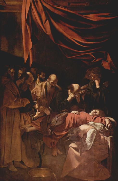 'La muerte de la Virgen'. Caravaggio. 1606. Museo Louvre.