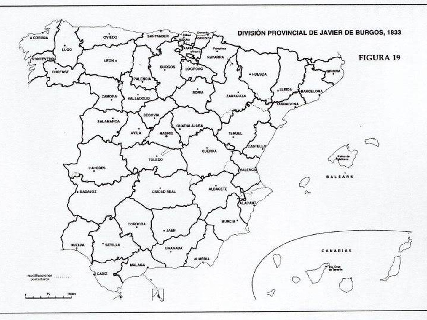 La división provincial de Javier de Burgos ('Geografía política de la España constitucional. La división provincial' / J. Burgueño, 1996)