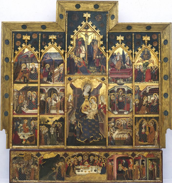 'Retablo de la Virgen' medieval gótico del Monasterio de Santa María de Sijena, 1367-1381. (Museu de Lleida)
