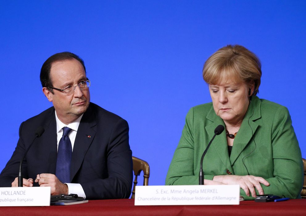Foto: El presidente francés, François Hollande, junto a la canciller alemana, Angela Merkel (Reuters)