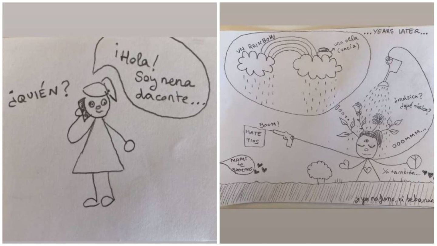 Ilustraciones sobre la ruptura de Nena Daconte. (Instagram @maimeneses)