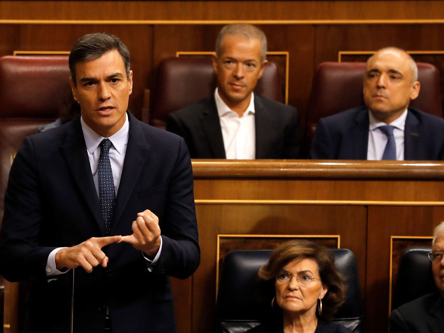 El presidente del Gobierno en funciones, Pedro Sánchez, este miércoles en el Congreso. (EFE)