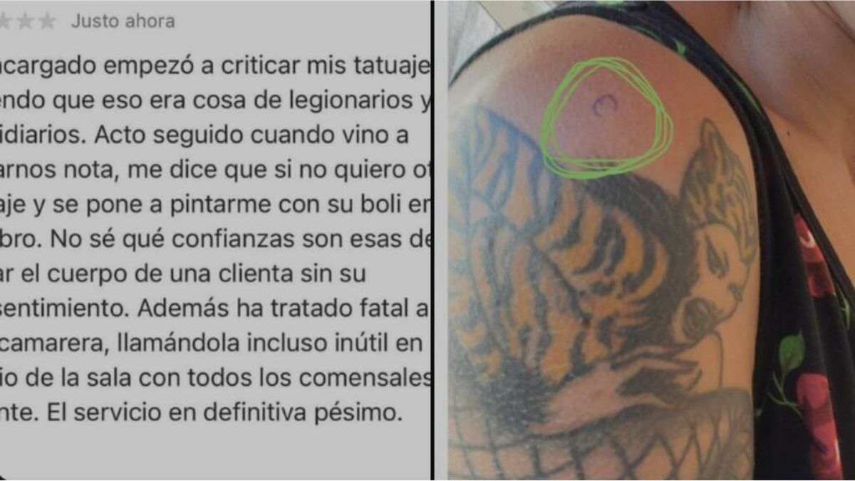 Un camarero critica los tatuajes de una cliente y la reseña es demoledora: "Qué confianzas son esas"