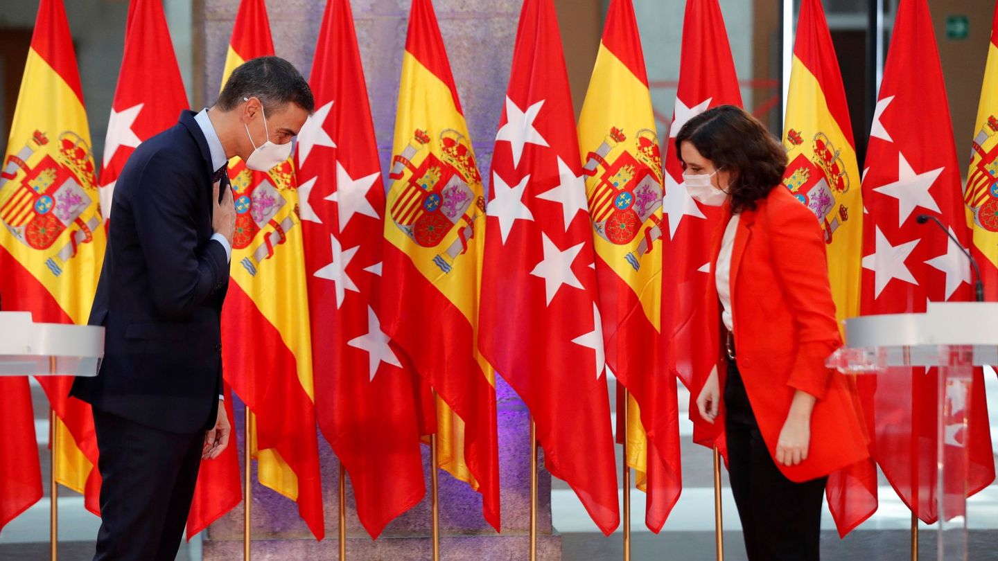Pedro Sánchez e Isabel Díaz Ayuso, en Madrid el 21 de septiembre. (EFE)