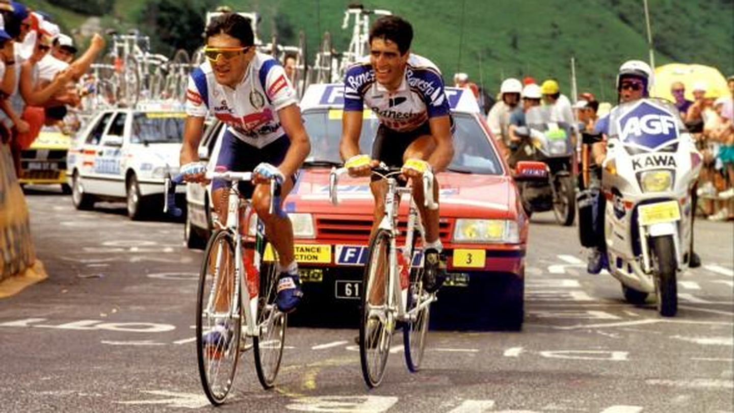 Miguel Indurain y Claudio Chiappucci, en el Tour de Francia. (Imagen de archivo)