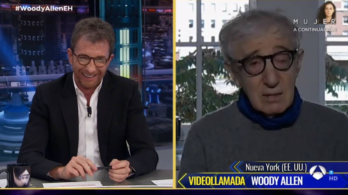 Pablo Motos y Woody Allen, en 'El hormiguero'. (Antena 3).