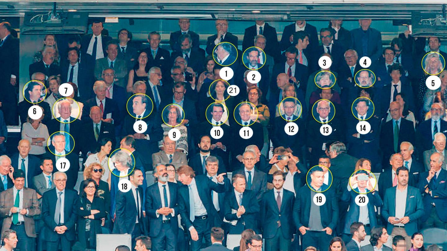 Pinche para ver en detalle los asistentes al palco de honor del Santiago Bernabéu. (EC)