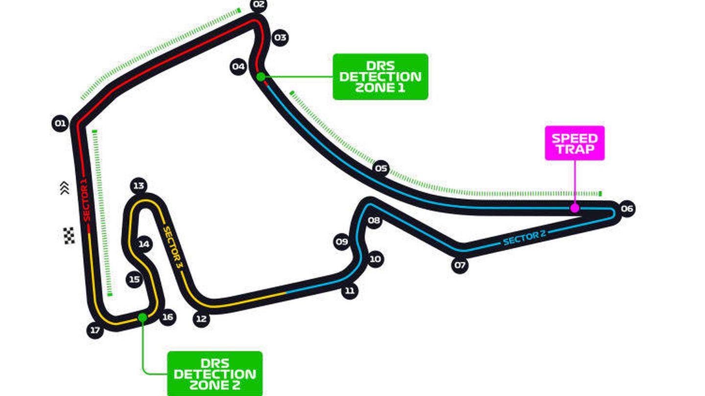 Detalle de los sectores del trazado de Hockenheimring. (F1)