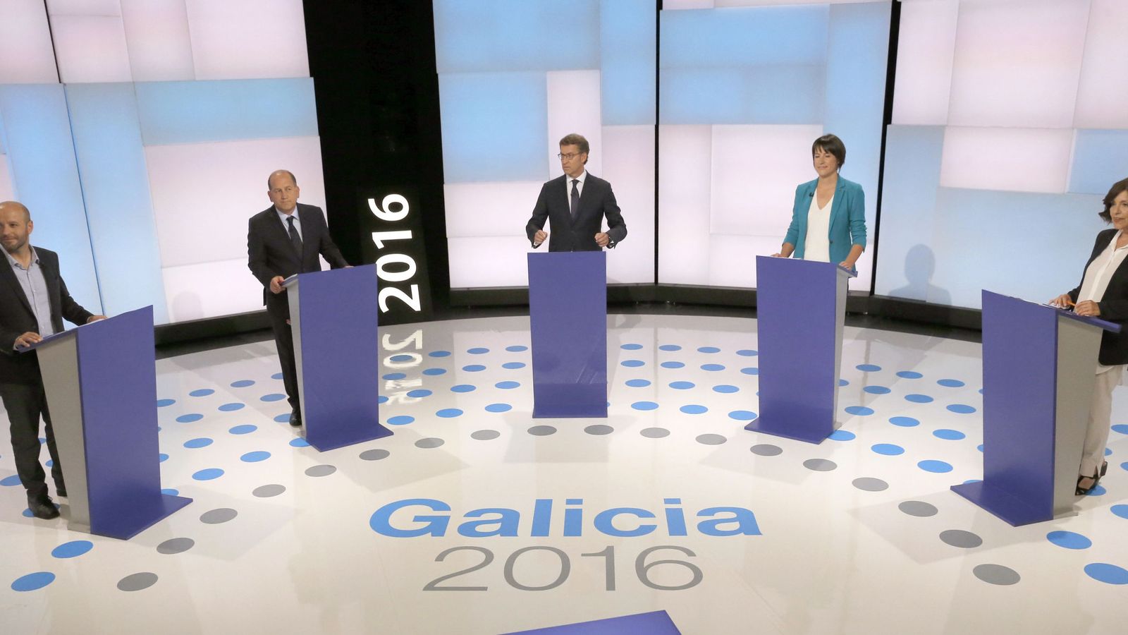 Foto: Debate a cinco en TVG de los candidatos a la presidencia de la Xunta. (EFE)