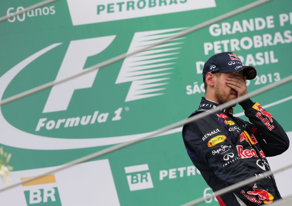 Foto: Sebastian Vettel en el podio del GP de Brasil que ganó... última prueba del año.