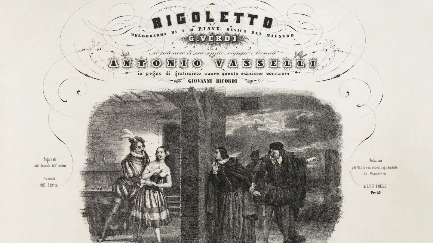 Primera edición de la partitura de Rigoletto. (Dominio público)