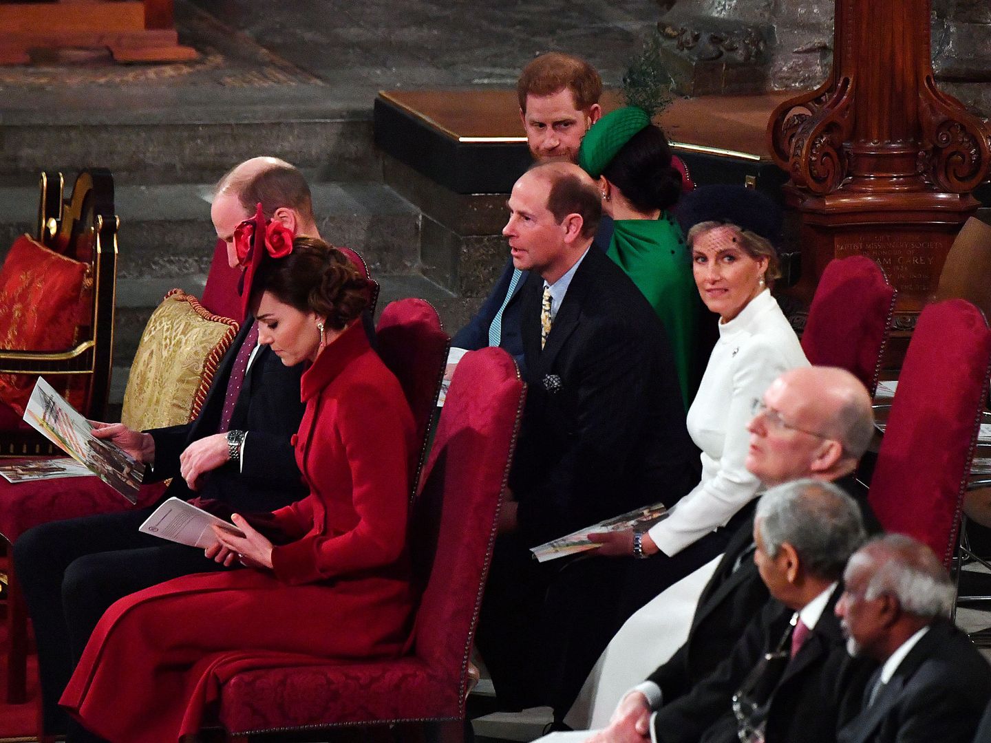 Los duques de Sussex y los duques de Cambridge, este lunes en la abadía de Westminster. (Reuters)