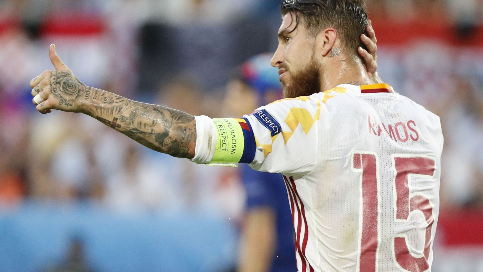 Foto: Ramos no estuvo nada afortunado contra Croacia (EFE).
