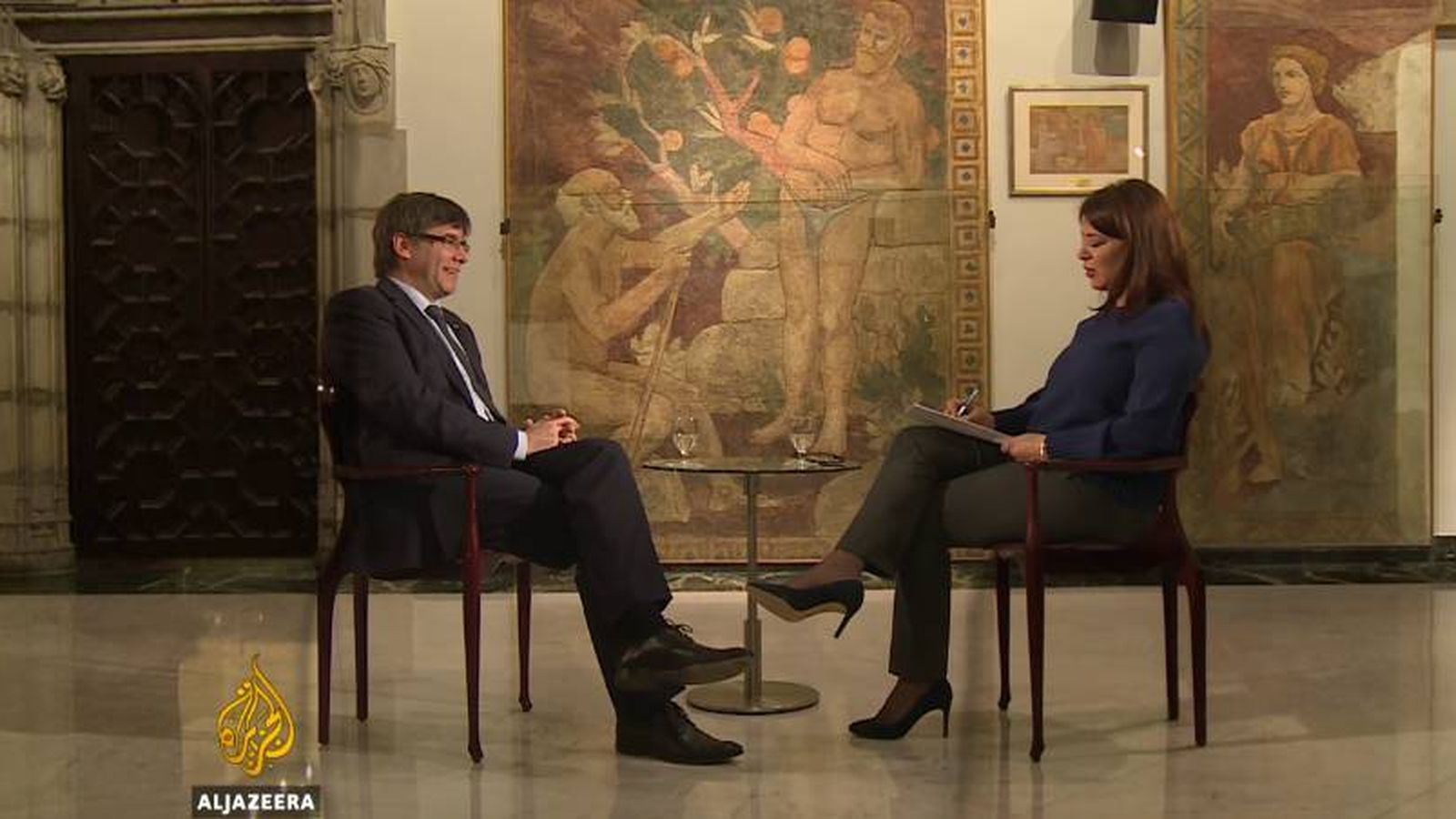 Foto: El presidente de Cataluña, Carles Puigdemont, durante la entrevista en Al Jazeera. (YouTube)
