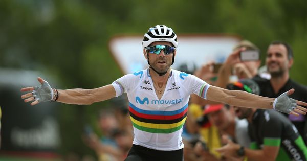 Foto: Alejandro Valverde celebra su victoria en la séptima etapa de la Vuelta con final en Mas de la Costa. (EFE)